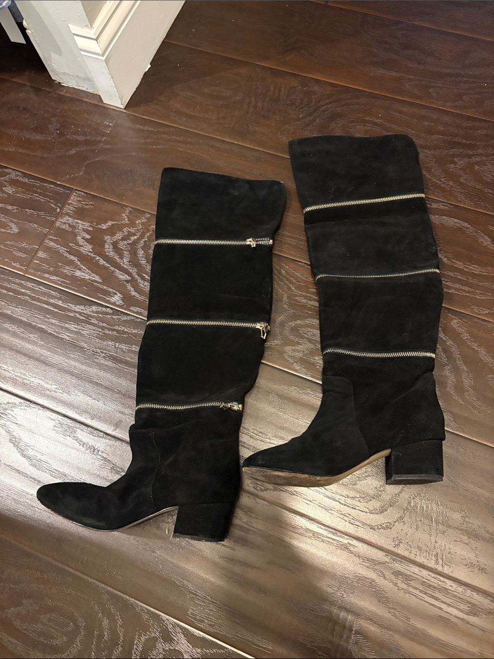 Botkier Black Suede Over-the-Knee Zipper Boots